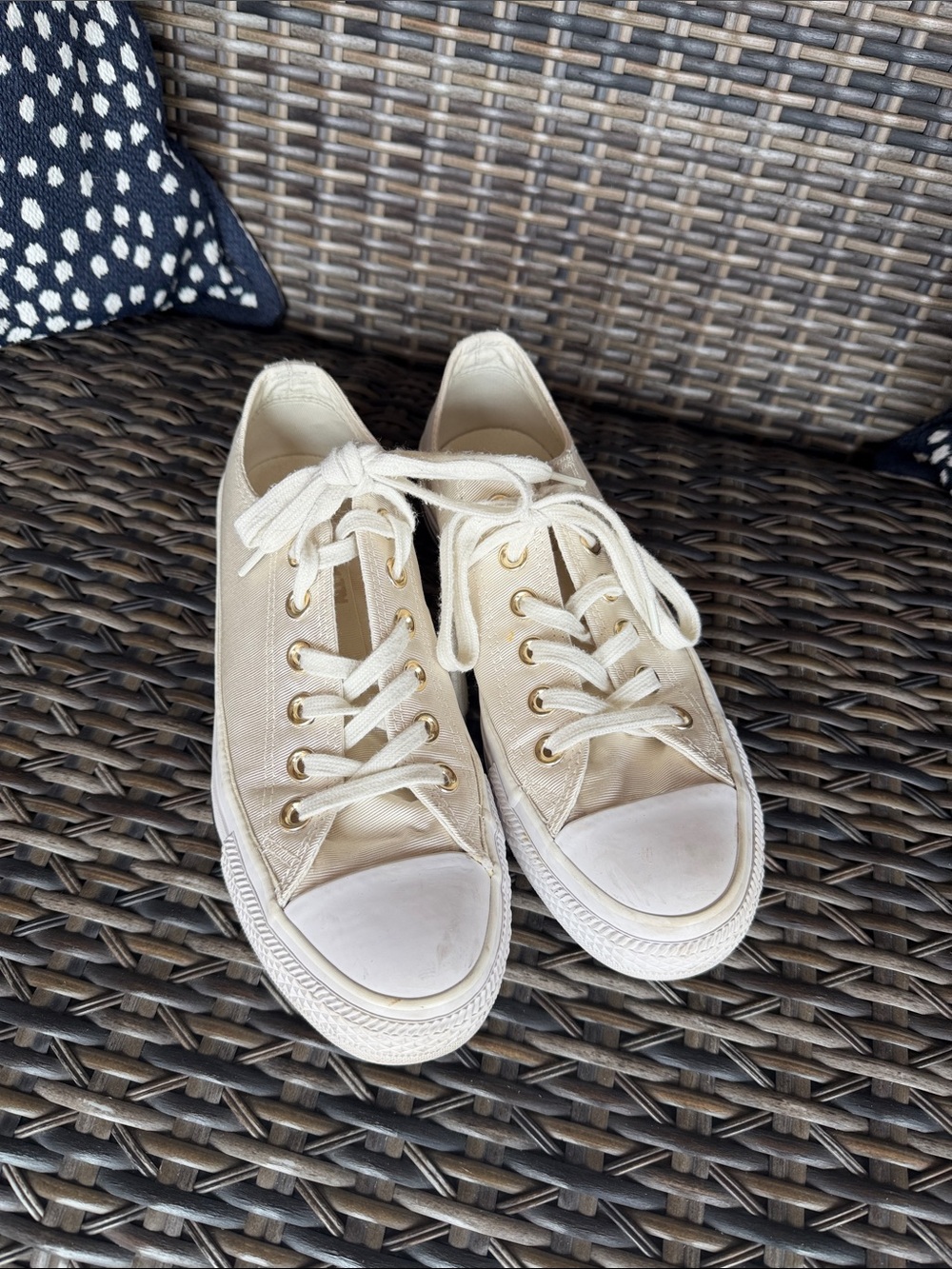 Converse Low Top Sneakers in Cream with White Soles